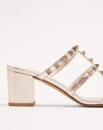 Valentino Rockstud Metallic Calfskin Leather Slide Sandal 60 Mm - Image 2